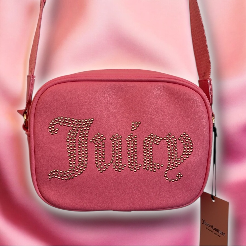 Juicy Couture Pink Studded Faux Leather Mini Retro Y2K Casual Crossbody Purse